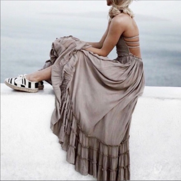 Bohemian Halter Backless Extratropical Maxi Dress - Picture 3 of 6